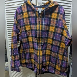 LL Bean Scotch Plaid Zip Flannel Hoodie 2x